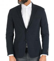 Blue  District Ceck Two Button Blazer With Patch Pockets
