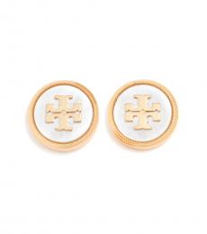 Tory Burch Gold Semi Precious Stud Earrings
