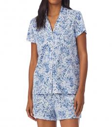 Ralph Lauren Blue Floral-Print Boxer Pajama Set