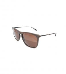 Giorgio Armani Matte Brown Striped Sunglasses