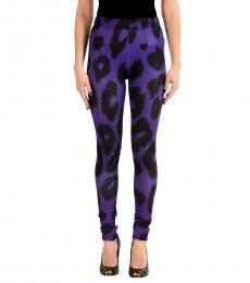 Versus Versace Purple Graphic Print Stretch Leggings