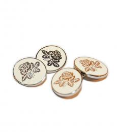 Ralph Lauren White Silver Vintage Collegiate Rose Cufflinks