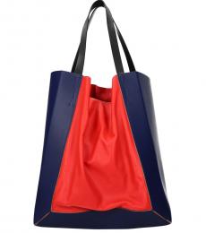 Marni Blue/Bright Red Solid Colorblock Large Tote