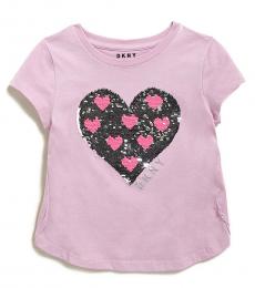 DKNY Little Girls Pink Flip Sequin Heart T-Shirt