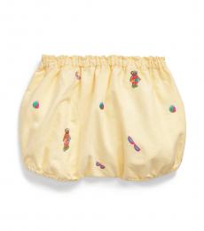 Ralph Lauren Baby Girls Yellow Polo Bear Oxford Bloomer Shorts