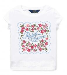 Ralph Lauren Little Girls White Graphic T-Shirt