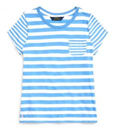 Ralph Lauren Girls Harbor Island Blue Striped T-Shirt