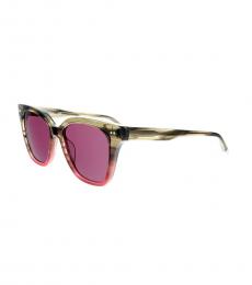 Calvin Klein Striped Khaki Gradient Square Sunglasses