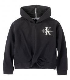 Calvin Klein Little Girls Anthracite Logo Twist Hoodie