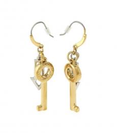 Multi Gold Key Arrow Charm Drop Earrings