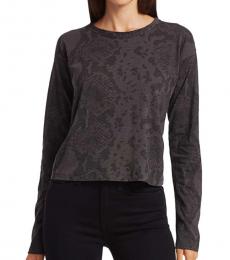 Rag And Bone Off Black Printed Cropped T-Shirt