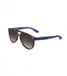 Salvatore Ferragamo Havana-Blue Aviator Sunglasses