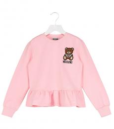 Moschino Little Girls Pink Teddy Ruffle Sweatshirt