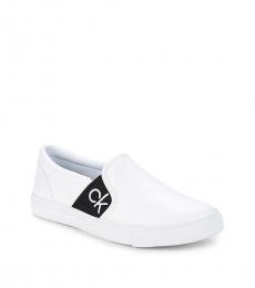 Calvin Klein White Gaia Logo Slip-On Sneakers