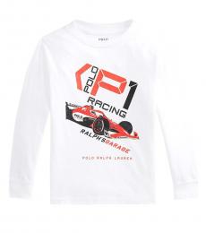 Ralph Lauren Little Boys White Jersey Graphic T-Shirt
