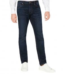Michael Kors Navy Blue Parker Slim Fit Mid-Rise Jeans
