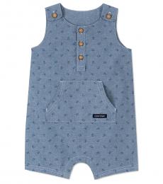 Calvin Klein Baby Boys Blue Logo-Printed Shortalls