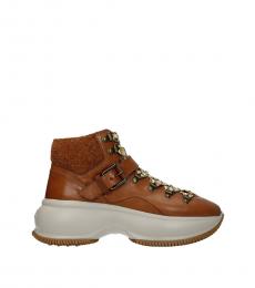 Hogan Brown Maxi Leather Boots