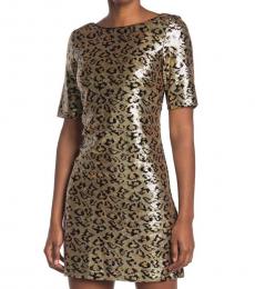 Betsey Johnson Leopard Sequined Leopard Print Mini Dress