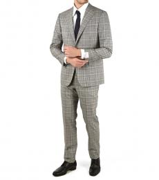 Corneliani Grey Side Vents Check 2-Button Mantua Suit