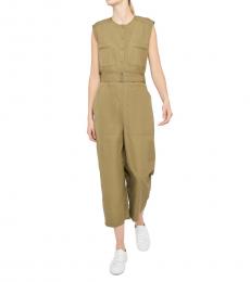 Brown Belted Cargo Jumpsuit