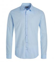 Light Blue Slim Fit Button Front Shirt