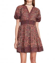 Betsey Johnson Multicolor Puff Sleeve Smocked Dress
