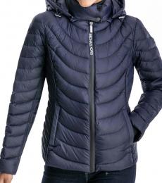 Navy Blue Packable Hooded Jacket