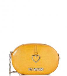 Love Moschino Mustard Heart Charm Small Crossbody Bag