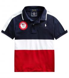 Ralph Lauren Little Boys Navy Team Usa Custom Fit Polo