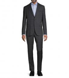 Hugo Boss Dark Grey Roger Regular-Fit Plaid Wool-Blend Suit
