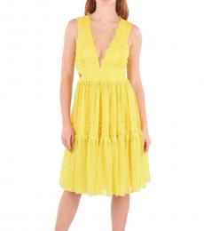 Yellow V-Neck A-Line Dress