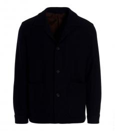 Ermenegildo Zegna Black Single-Breasted Knit Blazer Jacket