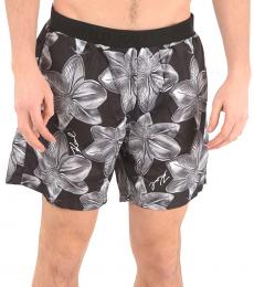 Karl Lagerfeld Black Floral Patterned Orchid Swim Shorts