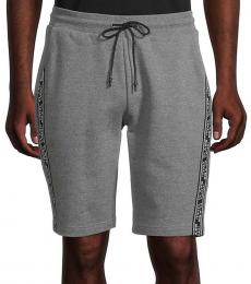 Cavalli Class Grey Logo Heathered Drawstring Shorts