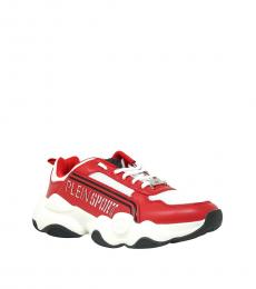 Philipp Plein Red Bold Logo Sneakers