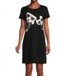 Karl Lagerfeld Black Choupette Graphic T Shirt Dress