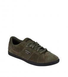 Diesel Olive Logo Suede Sneakers