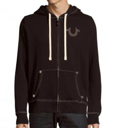 True Religion Black Classic Logo Zip-Up Hoodie