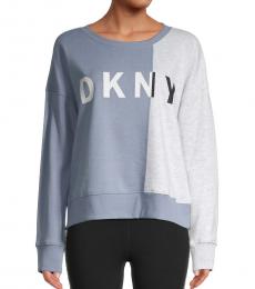 DKNY Light Grey Colorblock Cotton-Blend Sweatshirt