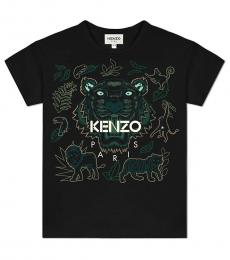 Kenzo Little Boys Black Tiger Printed T-Shirt