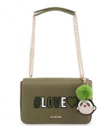 Love Moschino Olive Hashtag Medium Shoulder Bag