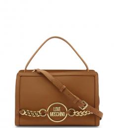 Brown Logo Chain Medium Crossbody Bag