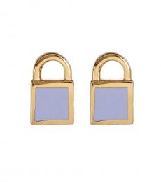 Gold-Purple Mini Enamel Padlock Stud Earrings