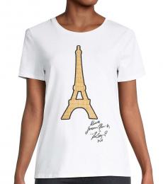 Karl Lagerfeld White Tweed Eiffel T-Shirt