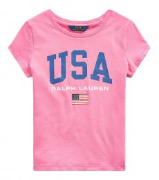 Ralph Lauren Girls Baja Pink Graphic T-Shirt