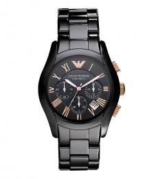 Emporio Armani Black Rose Gold Ceramic Chronograph Watch