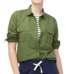 J.Crew Utility Green Linen-Cotton Shirt