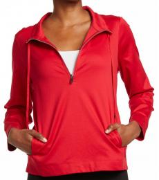 Red Half-Zip Pullover Sweatshirt