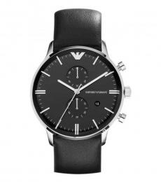 Emporio Armani Black Chronograph Leather Watch